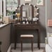 Makeup Vanity Desk Stool Set with LED Lights & Mirror Dressing Table 5 Drawers