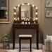 Makeup Vanity Desk Stool Set with LED Lights & Mirror Dressing Table 5 Drawers