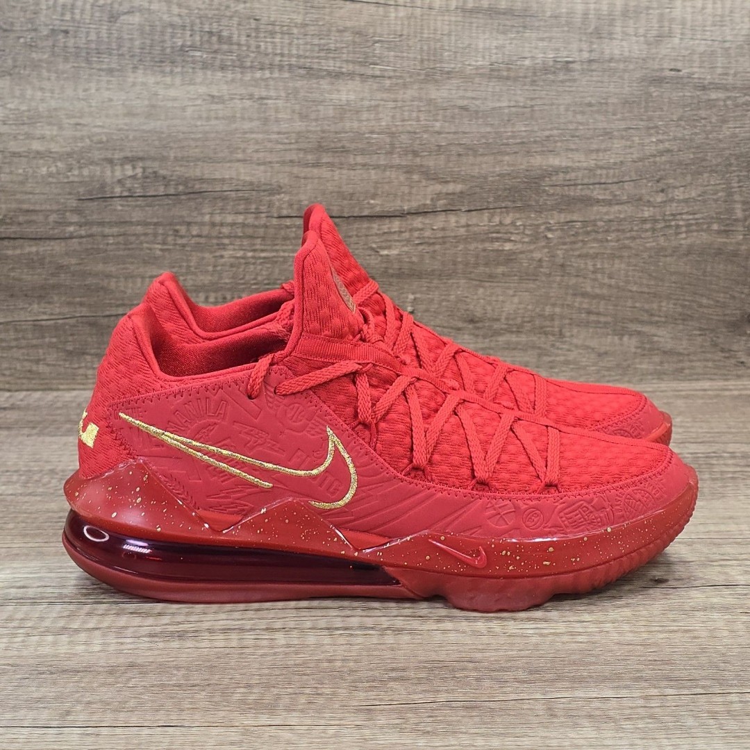 Nike LeBron 17 Low Titan Men's Size 10 Red Gold Sneakers (CD5008-600)