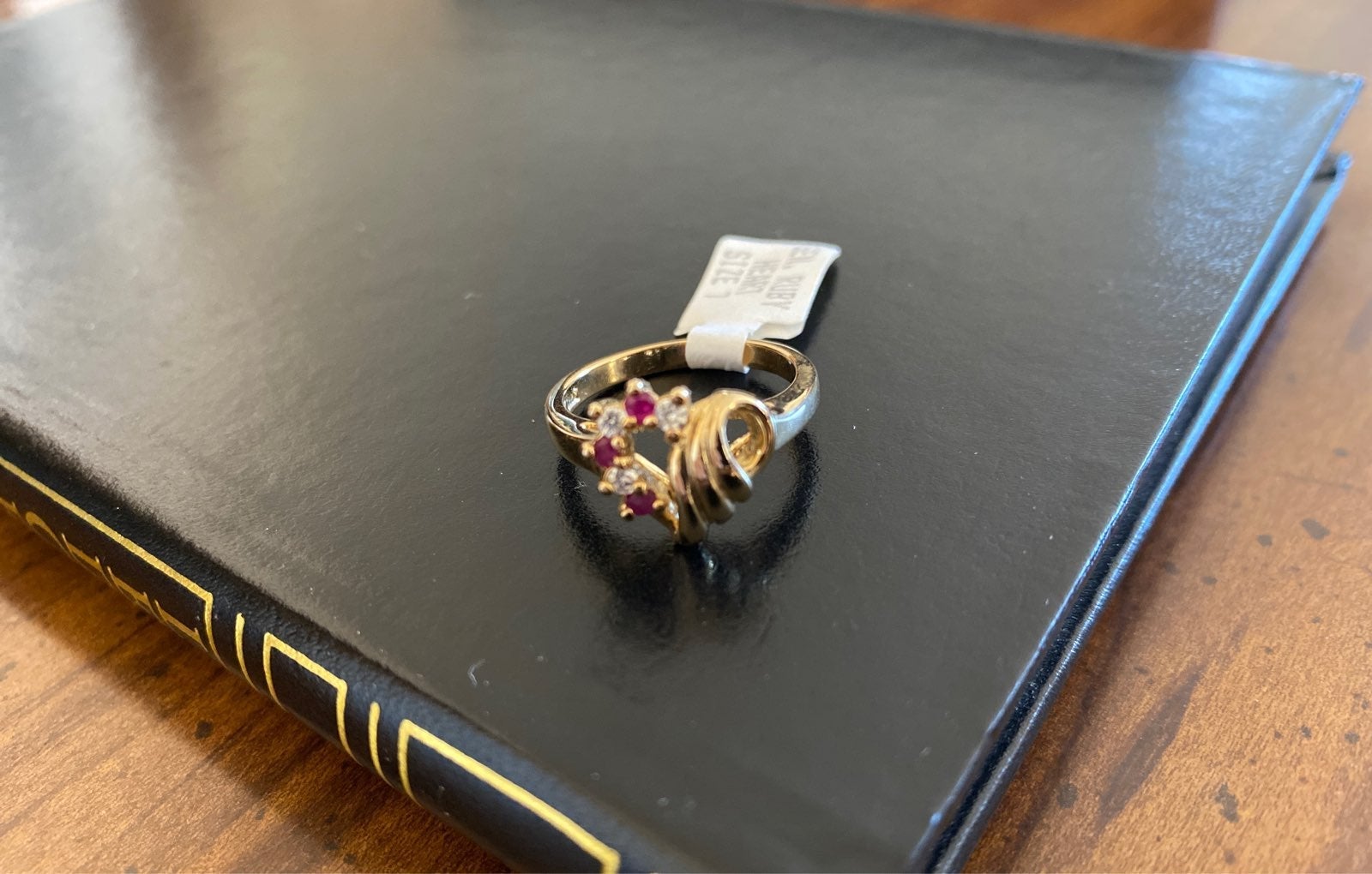 Vintage Ruby Heart Ring, size 7, unused