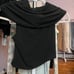 Naked Wardrobe Fold Over Off the Shoulder Sweater Top, Black NWT