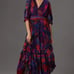 Farm Rio by Anthropologie Short-Sleeve V-Neck Tiered Ruffled Midi Dress, Size S