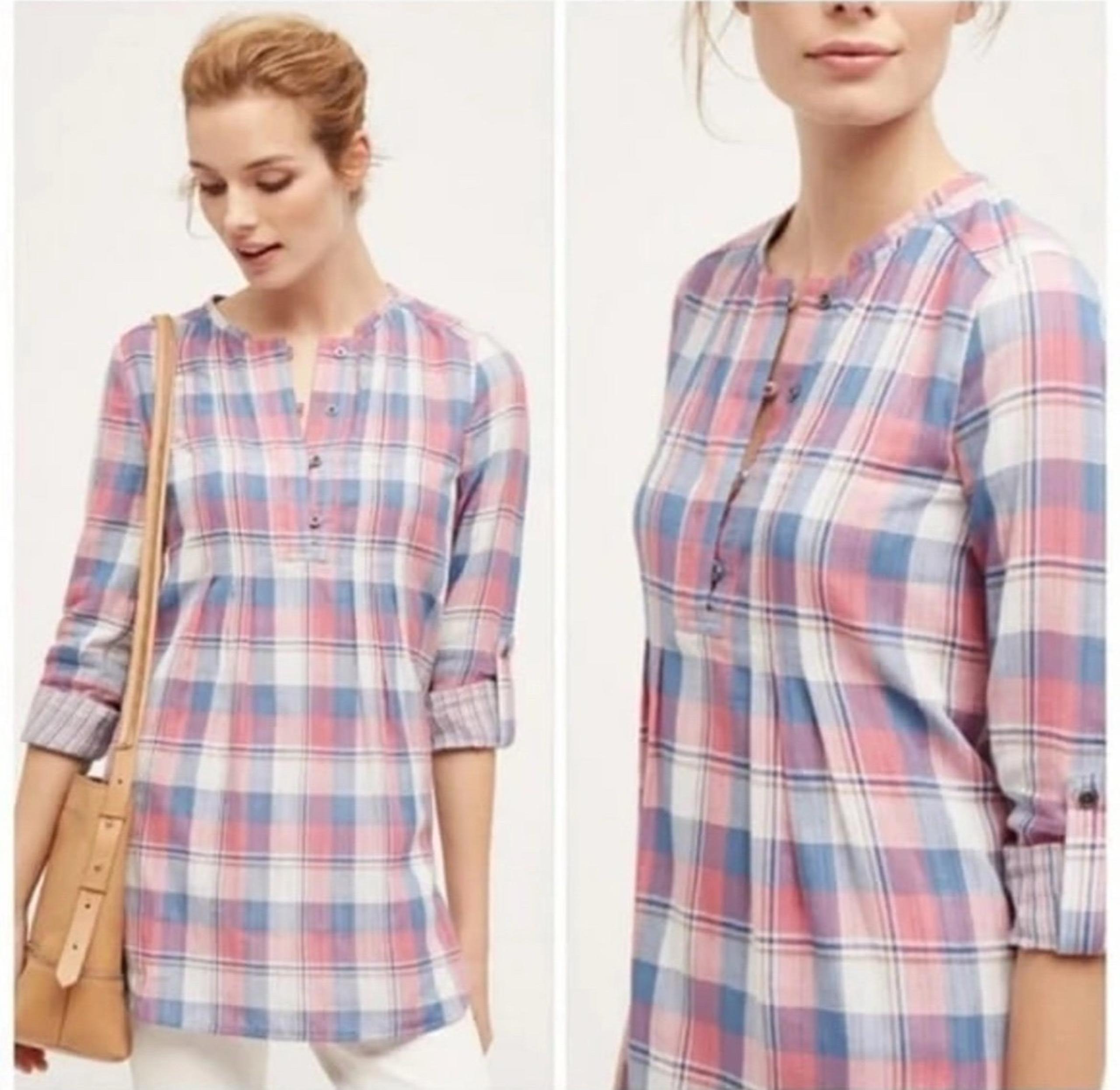 LIKE NEW Anthropologie Holding Horses Plaid Gauze Tunic
• Size 0