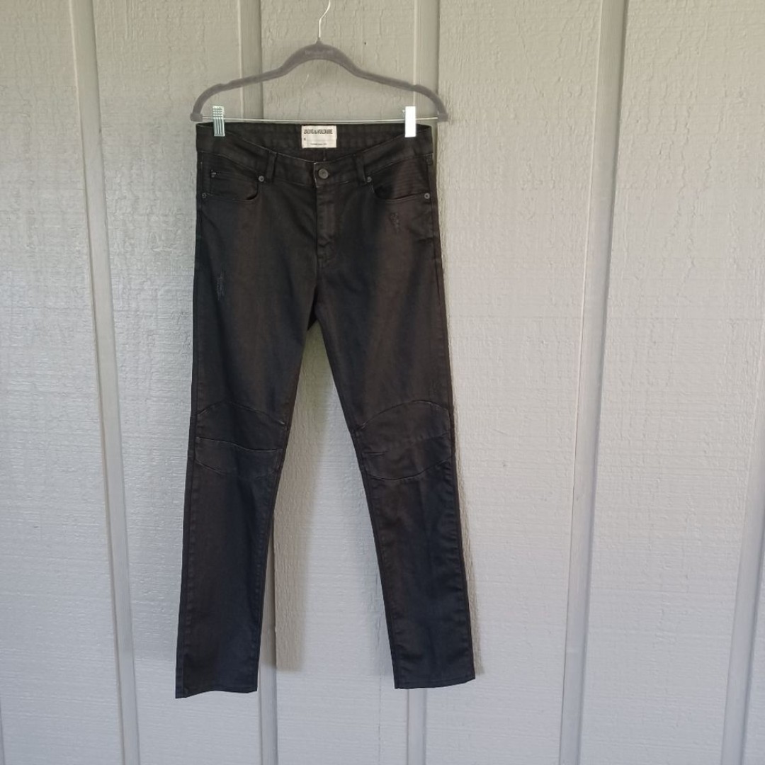 Zadig & Voltaire Men Black Jean Size 32 Cotton Blend Distressed