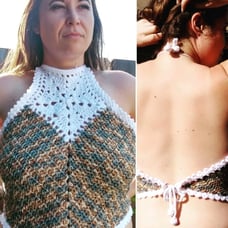Womens Small Crochet Halter Top