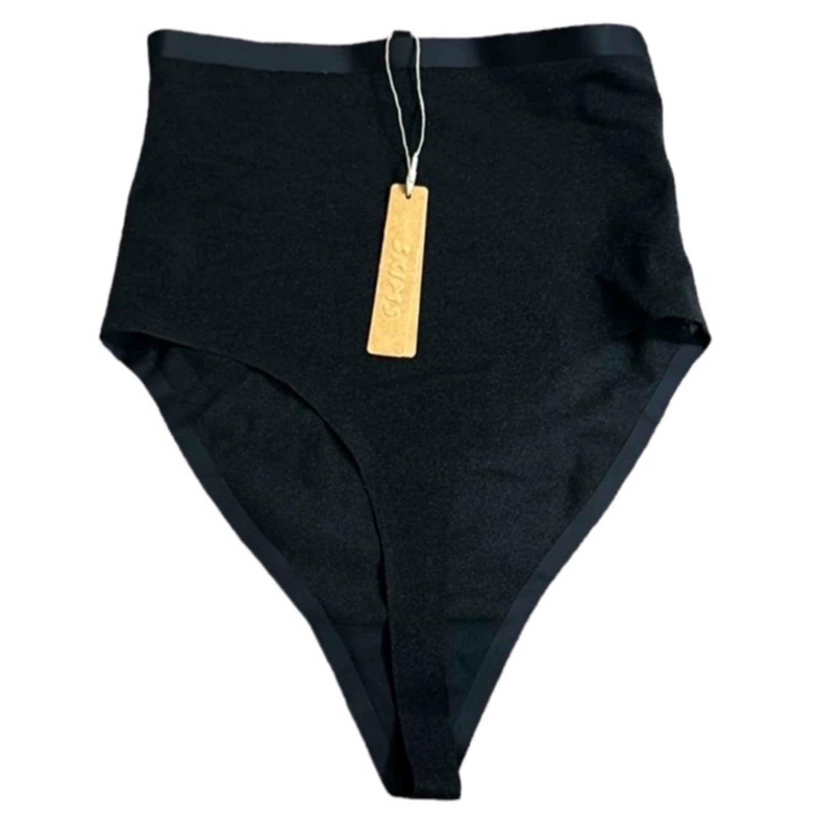 NWT, SKIMS • Black High Waisted Thong Sheer Shapewear, Size Small