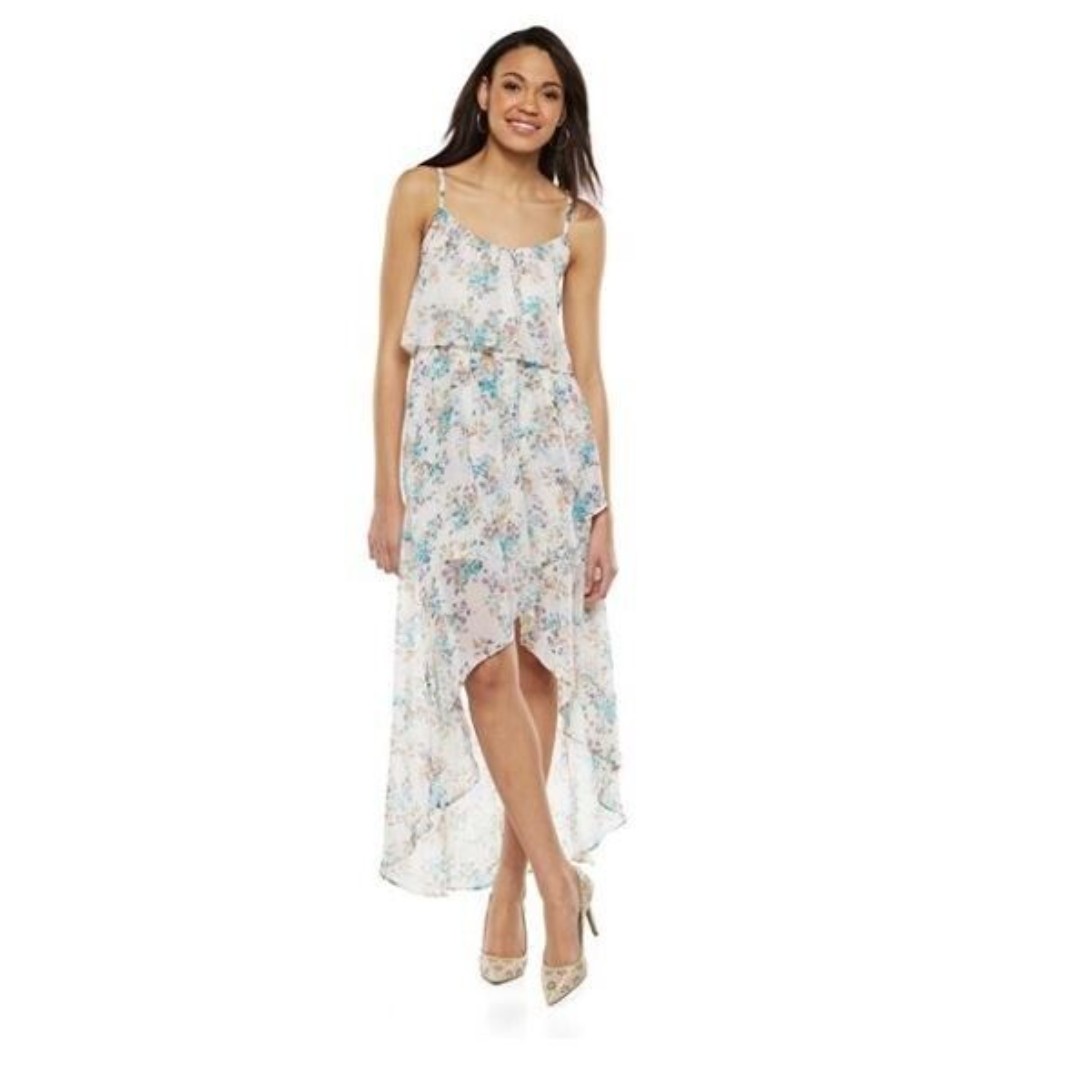 Disney Womens Cinderella White Blue Floral High-Low Summer Dress Size S