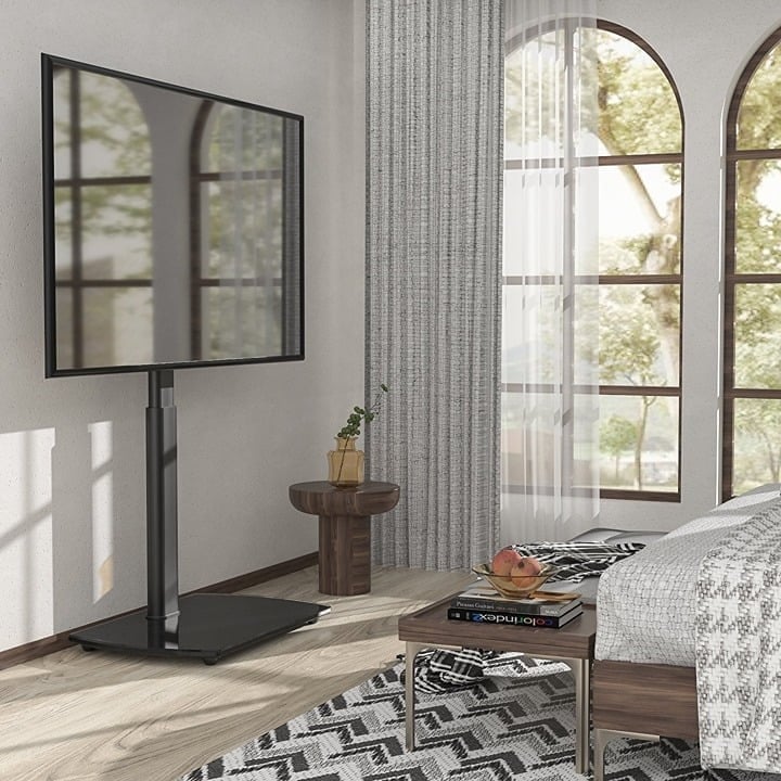 Modern Floor TV Stand for TVs up to 65 inch Glass Base FREE Express Shipping USA