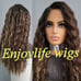Human hair HD lace front water wave wig with highlights