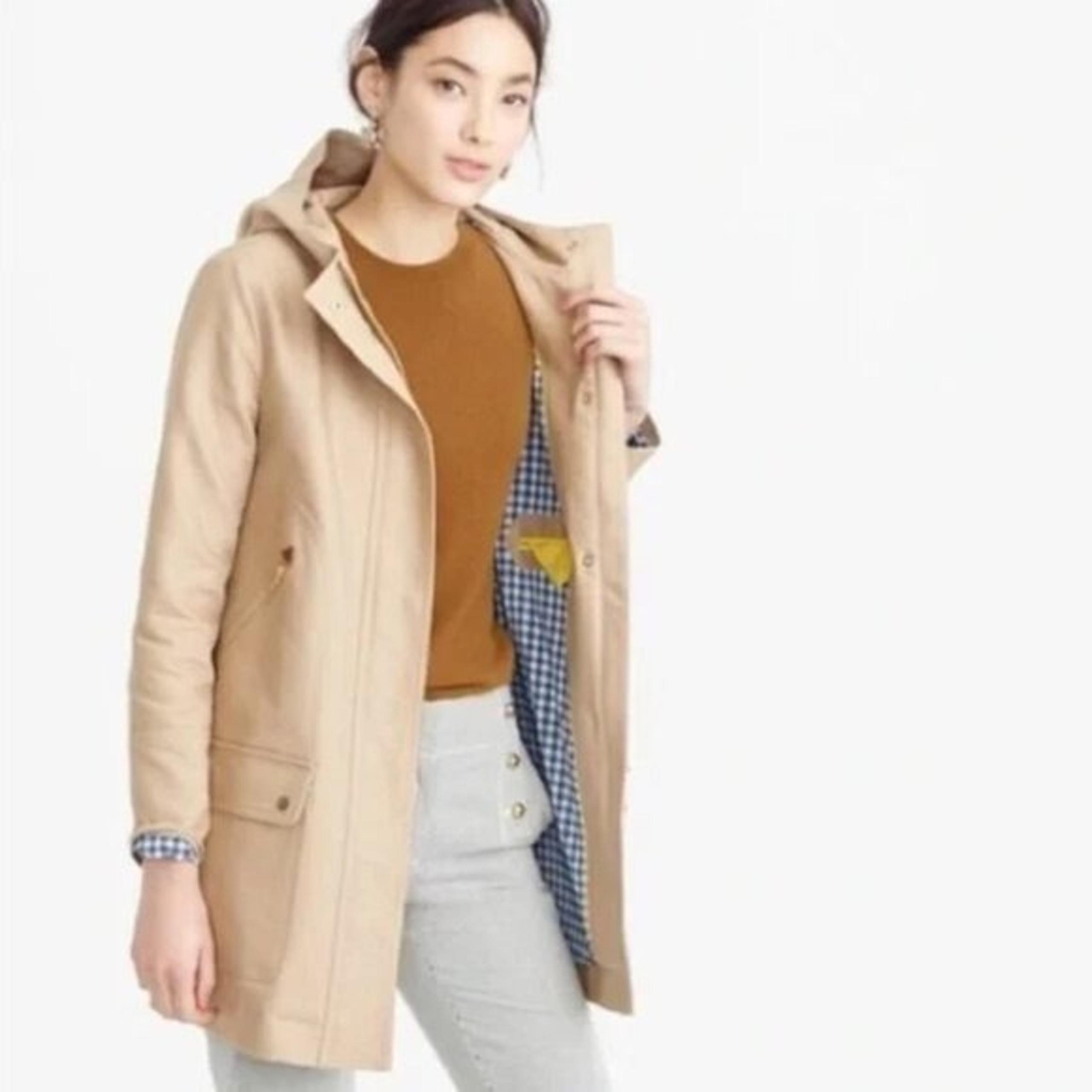 J. Crew Khaki Beige Chateau Zip Front Gingham Lined Trench Coat 8