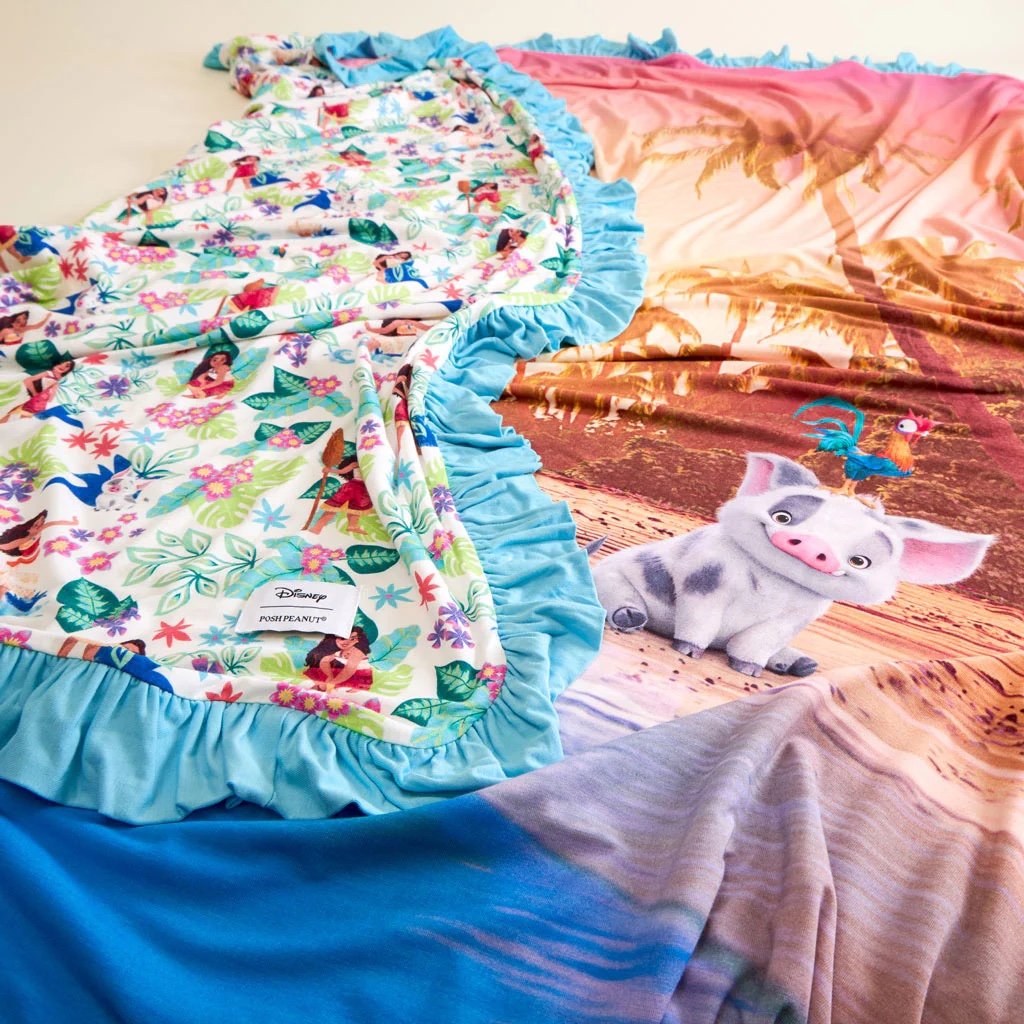 Posh Peanut Disney Moana Floral Ruffled Luxe Patoo Blanket