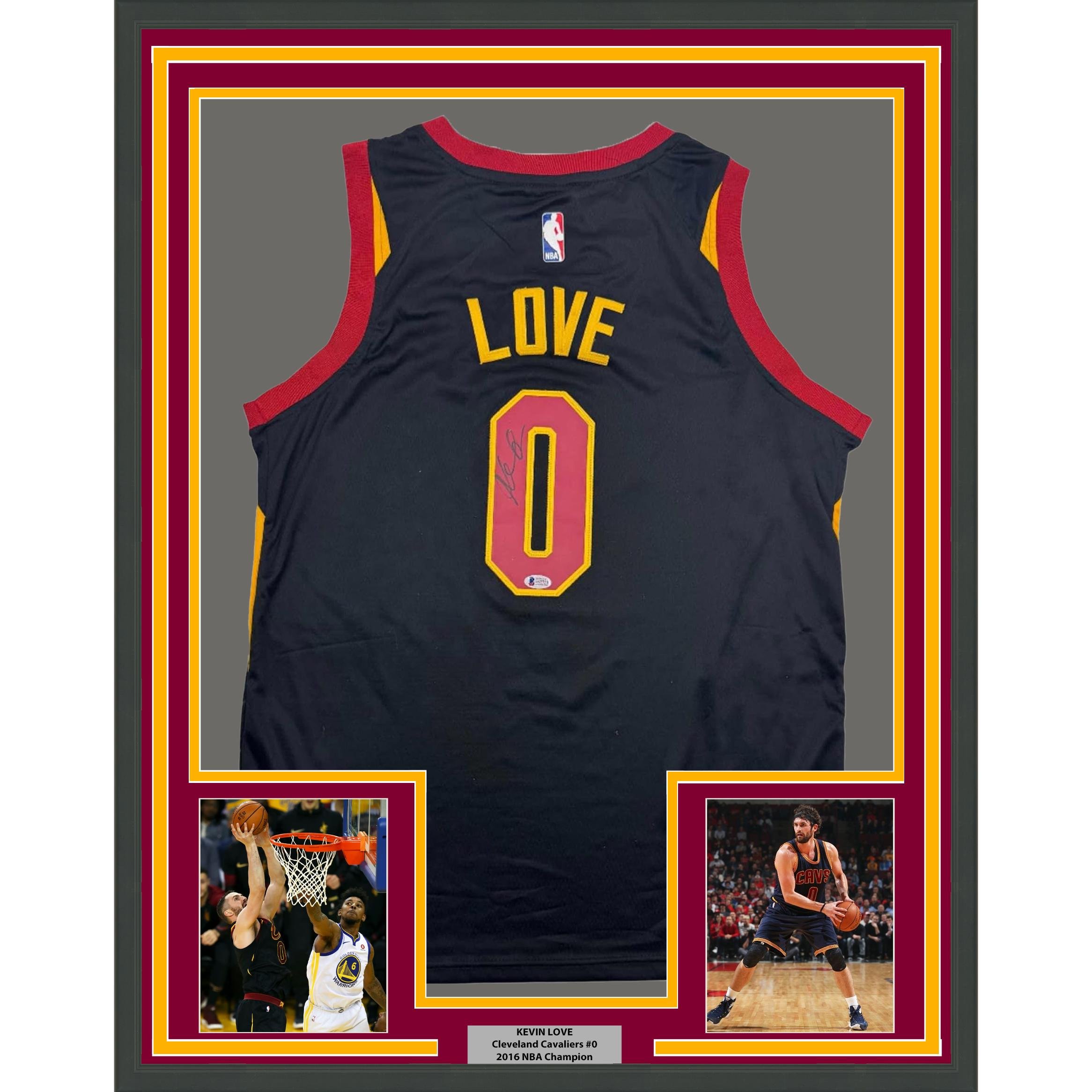Framed Autographed/Signed Kevin Love 35x39 Cleveland Cavaliers Black Jersey Bec