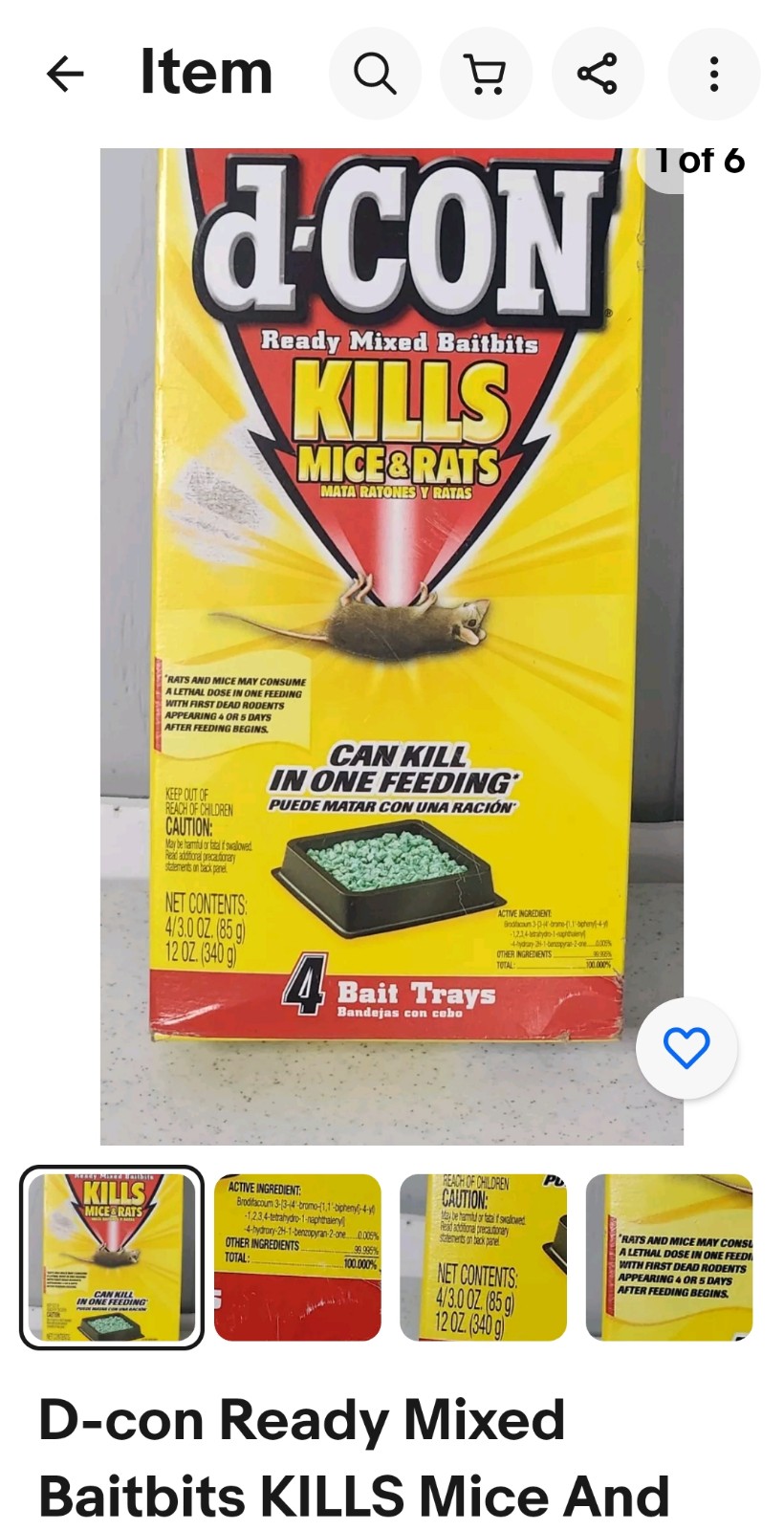 d-CON Ready Mixed Baitbits Mice Rats Box of 3 x 3 oz Trays 12 oz USA
