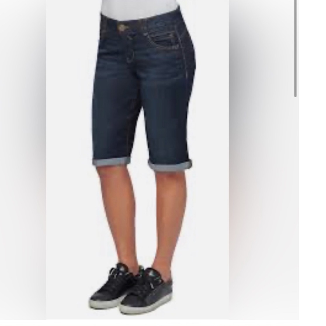 Democracy Denim Capri Bermuda Jeans Ab Solution Dark Wash Stretch Size 8