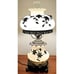 Vtg Gone with the Wind White Glass Table Lamp w/Brass Floral Design Shade 23 T