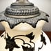 Vtg Gone with the Wind White Glass Table Lamp w/Brass Floral Design Shade 23 T