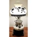 Vtg Gone with the Wind White Glass Table Lamp w/Brass Floral Design Shade 23 T