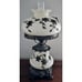 Vtg Gone with the Wind White Glass Table Lamp w/Brass Floral Design Shade 23 T