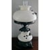 Vtg Gone with the Wind White Glass Table Lamp w/Brass Floral Design Shade 23 T