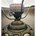 Vtg Gone with the Wind White Glass Table Lamp w/Brass Floral Design Shade 23 T