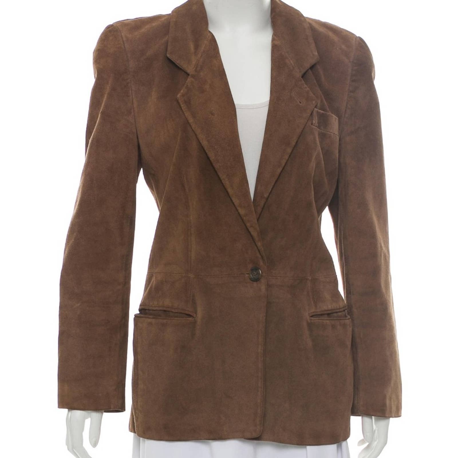 VINTAGE GIORGIO ARMANI 90's Brown Suede Button-Up Blazer Est. Size Small