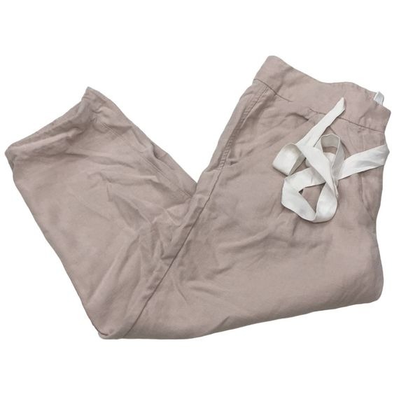 Aritzia Wilfred Allant 100% linen cropped hi rise drawstring pull on pants sz 0
