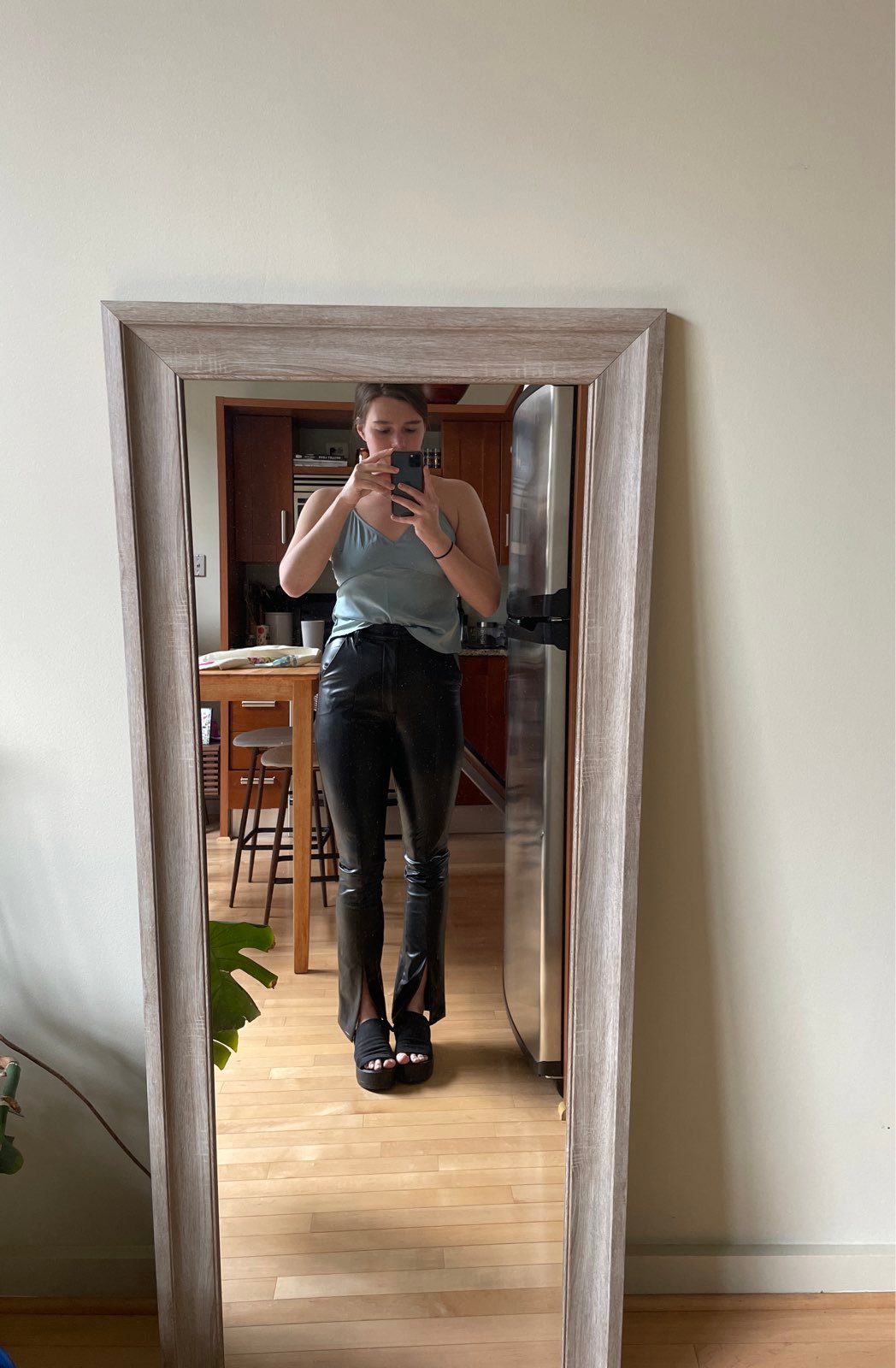 Vegan black leather pants