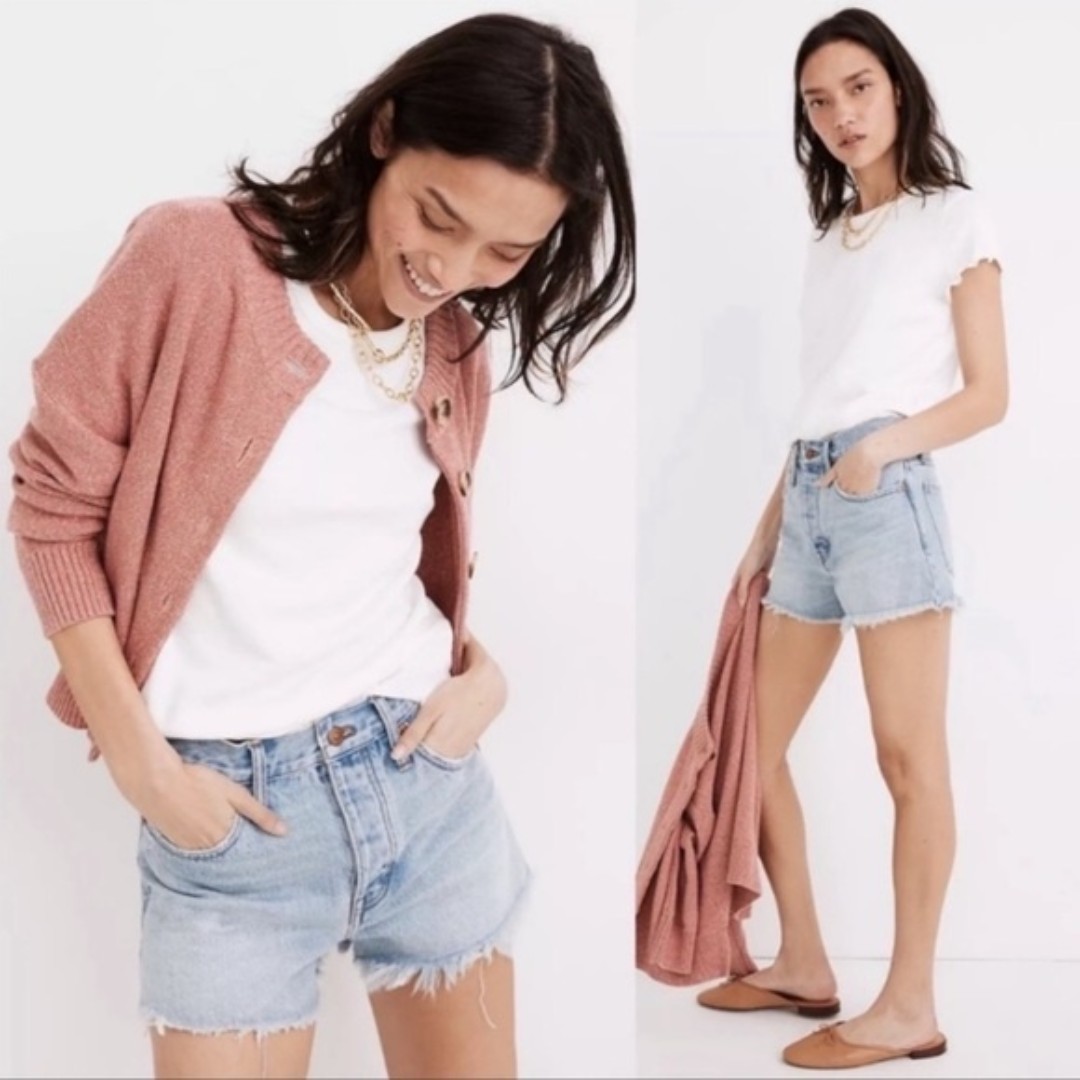 Madewell light wash Relaxed Denim Shorts jean Button Fly High waist sz 29