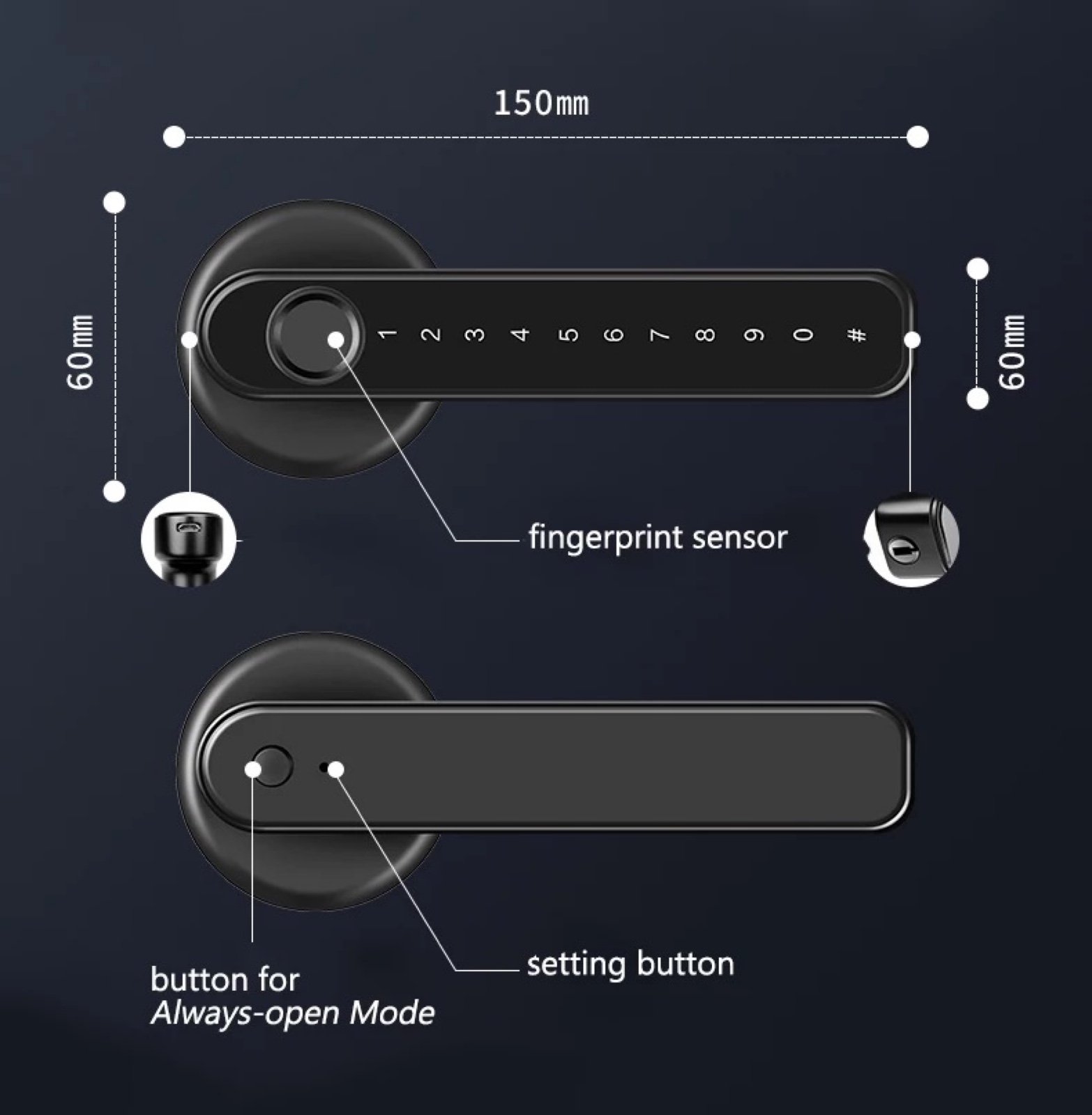 Water Proof Wifi App Smart Door Electronic Look Finger Print Door Handle Digital