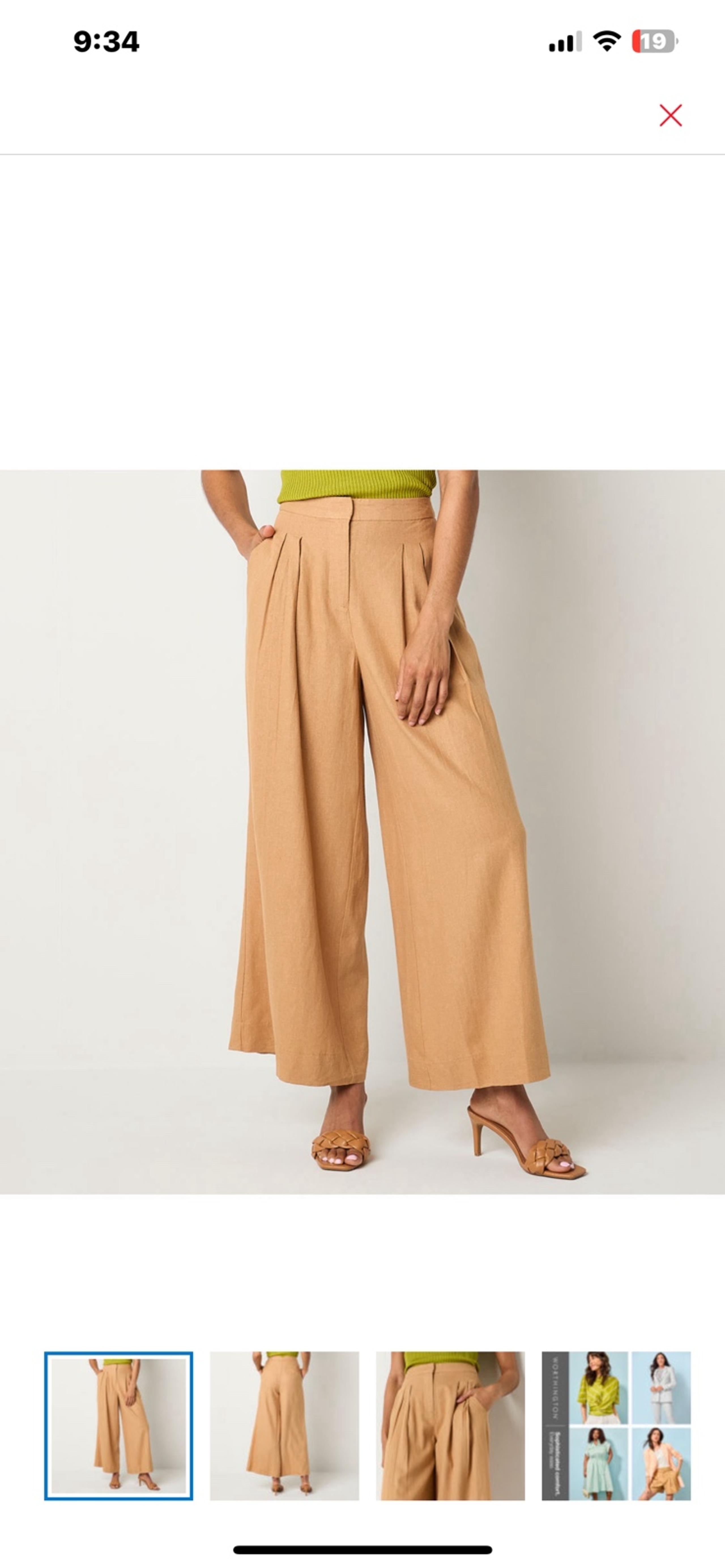 Worthington Womens Mid Rise Wide Leg Pant- size 14