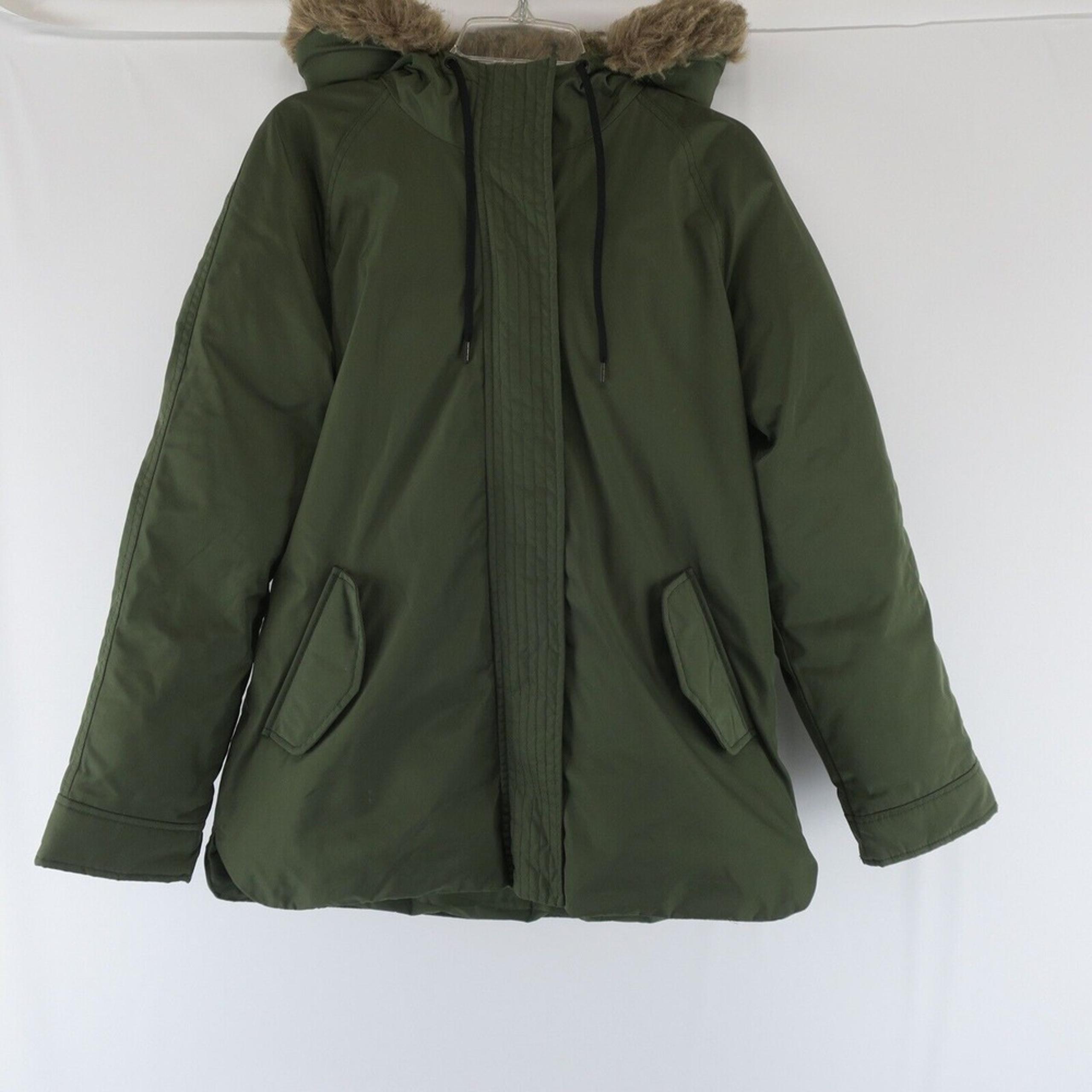 Old Navy Hooded Full Zip Snap Button Parka Coat Women's M Green