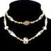 Vintage Floral Flowers Chinese Cloisonne Golden Beads Enamel Porcelain Necklace