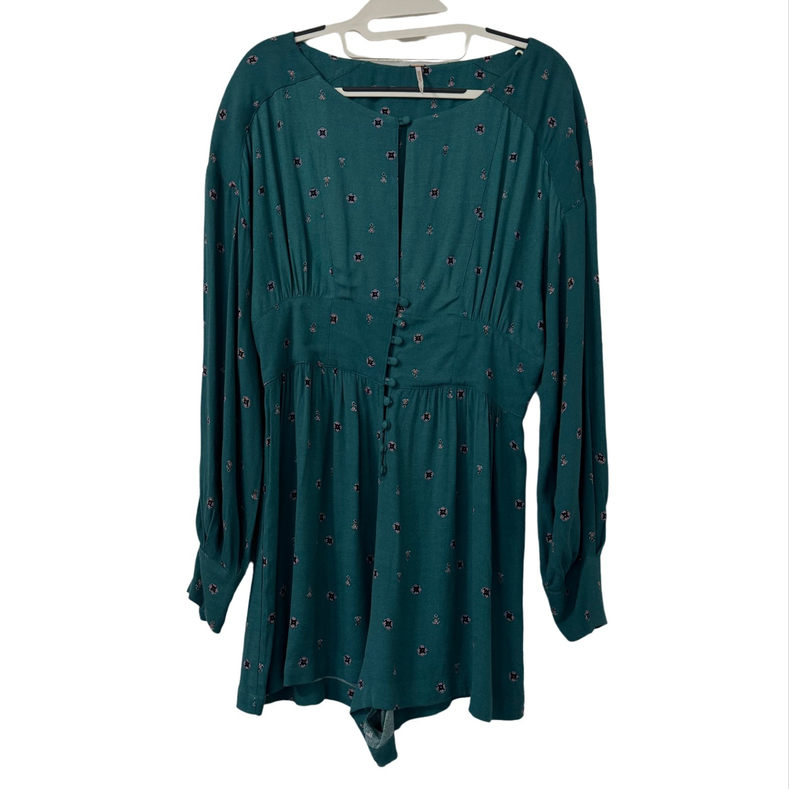 Free People Women’s Love Grows Romper Keyhole Green Floral Size S