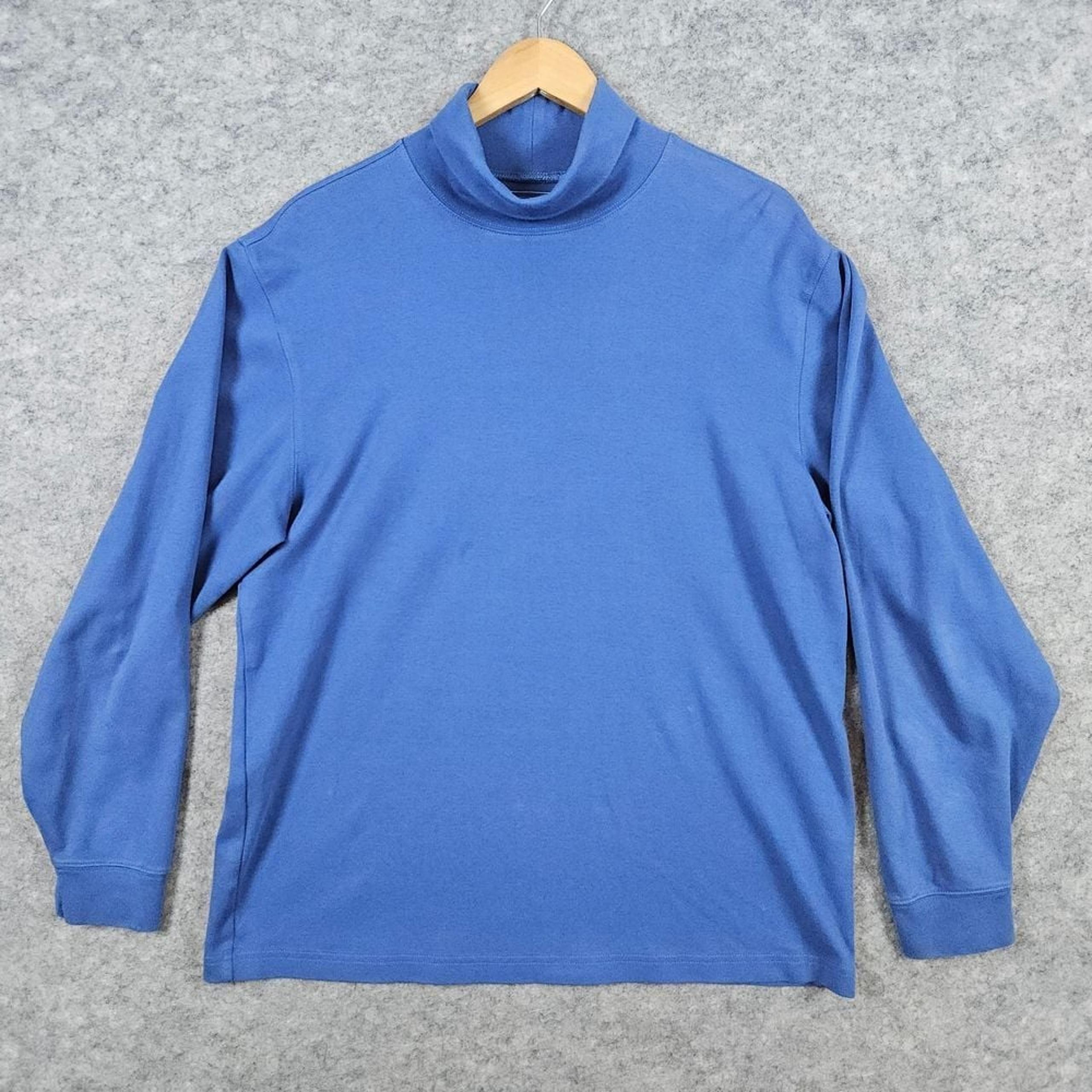 LL Bean Men's Blue Long Sleeve Turtleneck Size L 100% Cotton SPOT Outdoors