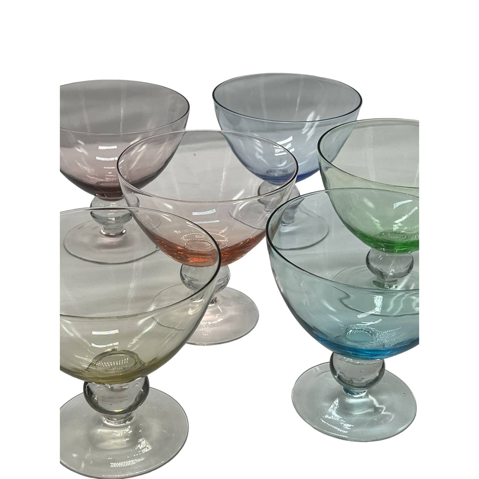 Delightful Set of 6 Multicolored Dessert/Cocktail Glasses