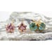 10K Yellow Gold Blue Topaz & Pink Star Stud  Earrings GOLD EARRINGS