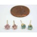 10K Yellow Gold Blue Topaz & Pink Star Stud  Earrings GOLD EARRINGS