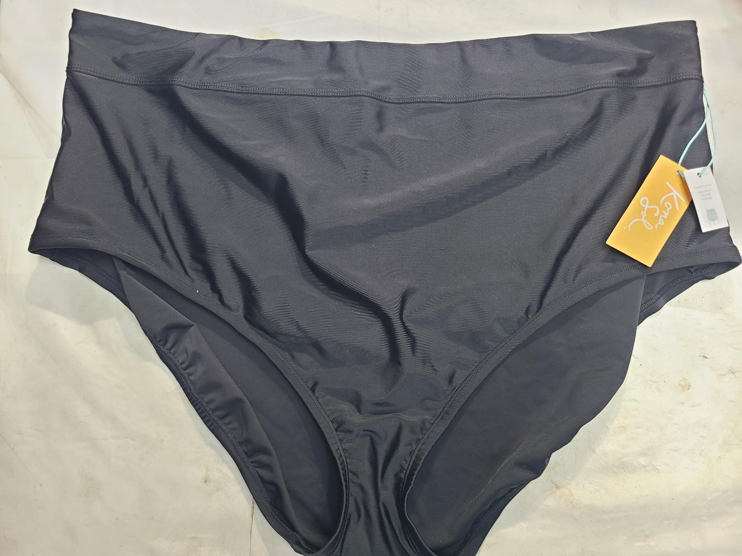 Women's Full Coverage High Waist Bikini Bottom Kona Sol Black Size 3X