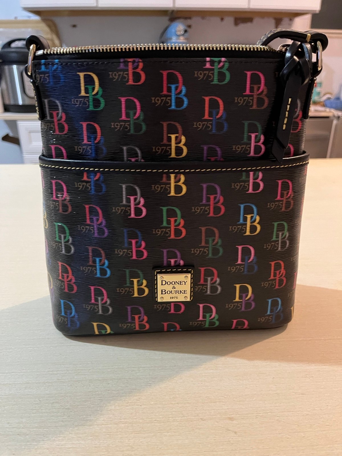 Dooney Bourke d75 multi color monogram letter crossbody purse AUTHENTIC limited