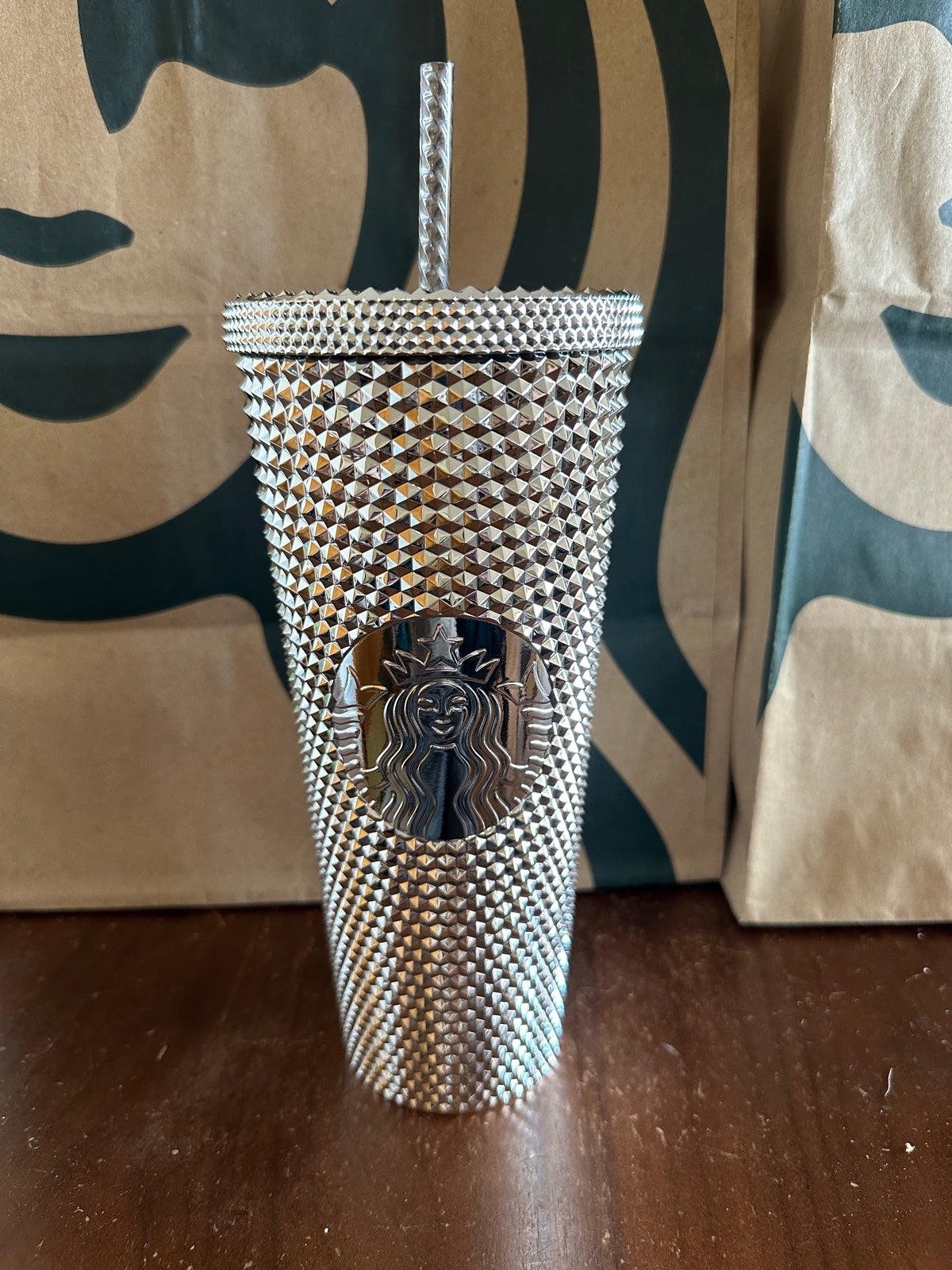Starbucks Tumbler - Disney World Mickey Mouse Sliver Chrome Studded - Venti 24oz