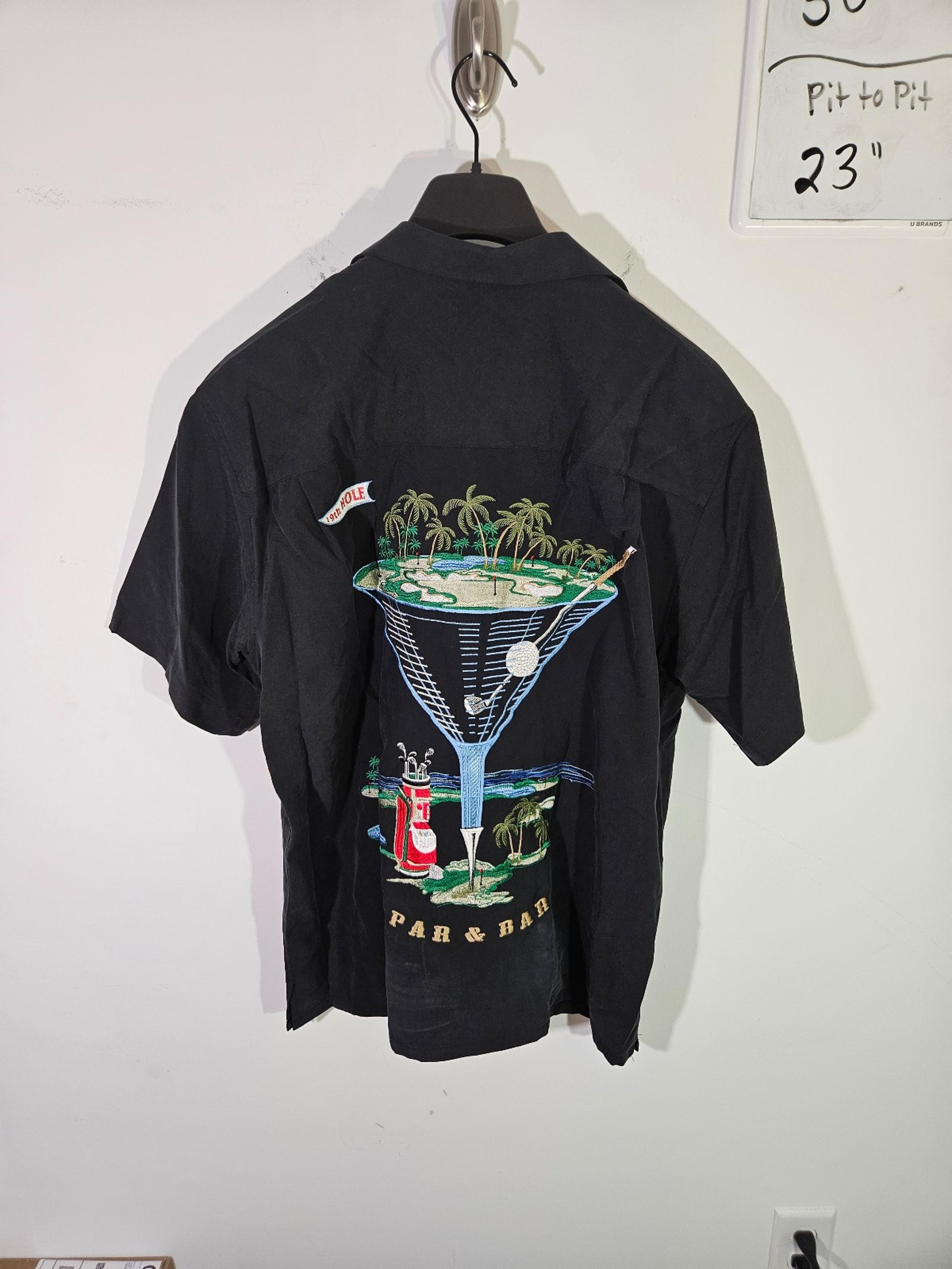 Vintage Bamboo Cay Par & Bar Golf Martini Embroidered Black Button Down Shirt!
