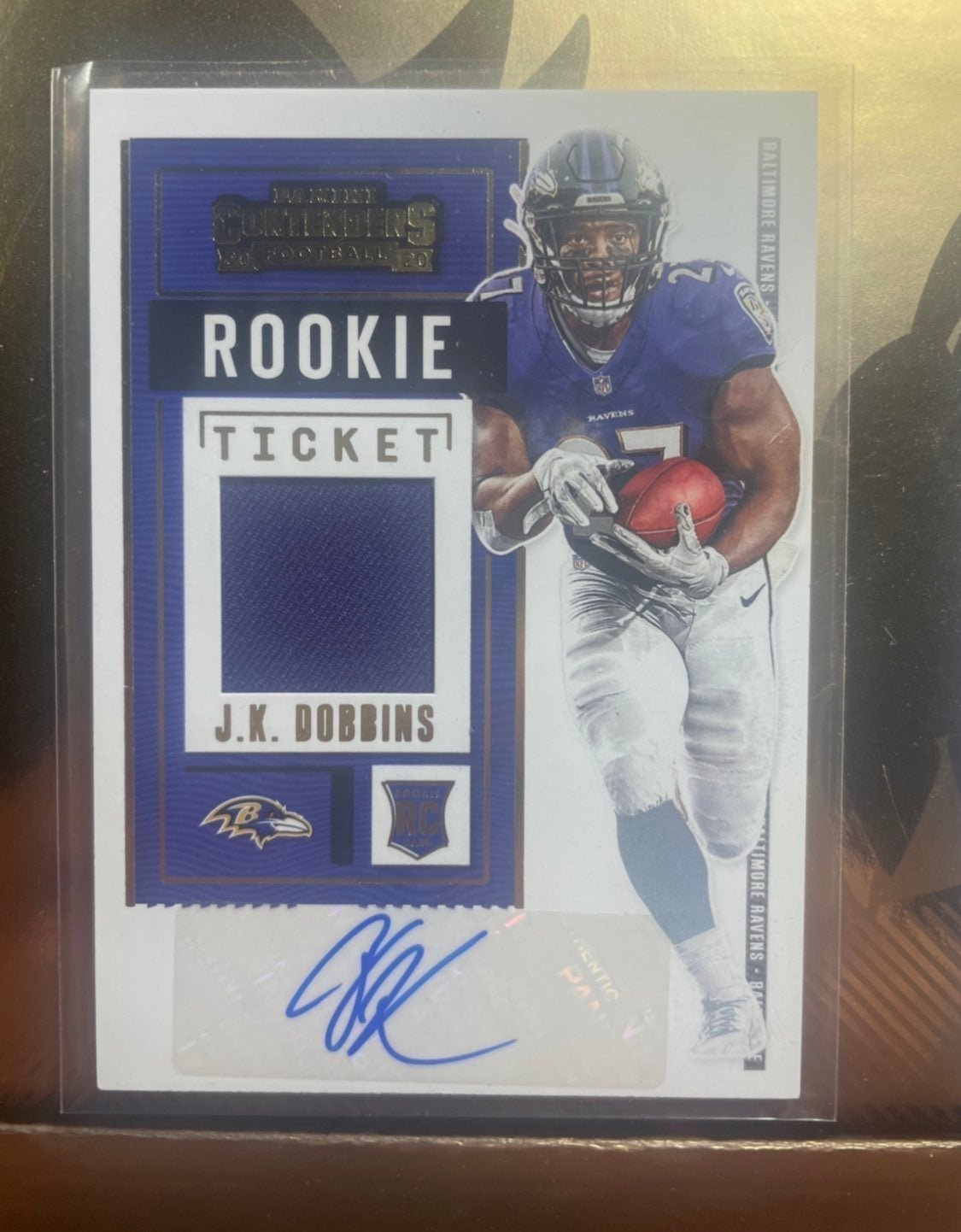 2020 Panini Contenders Football JK Dobbins Rookie Auto Patch RPA Ravens RC