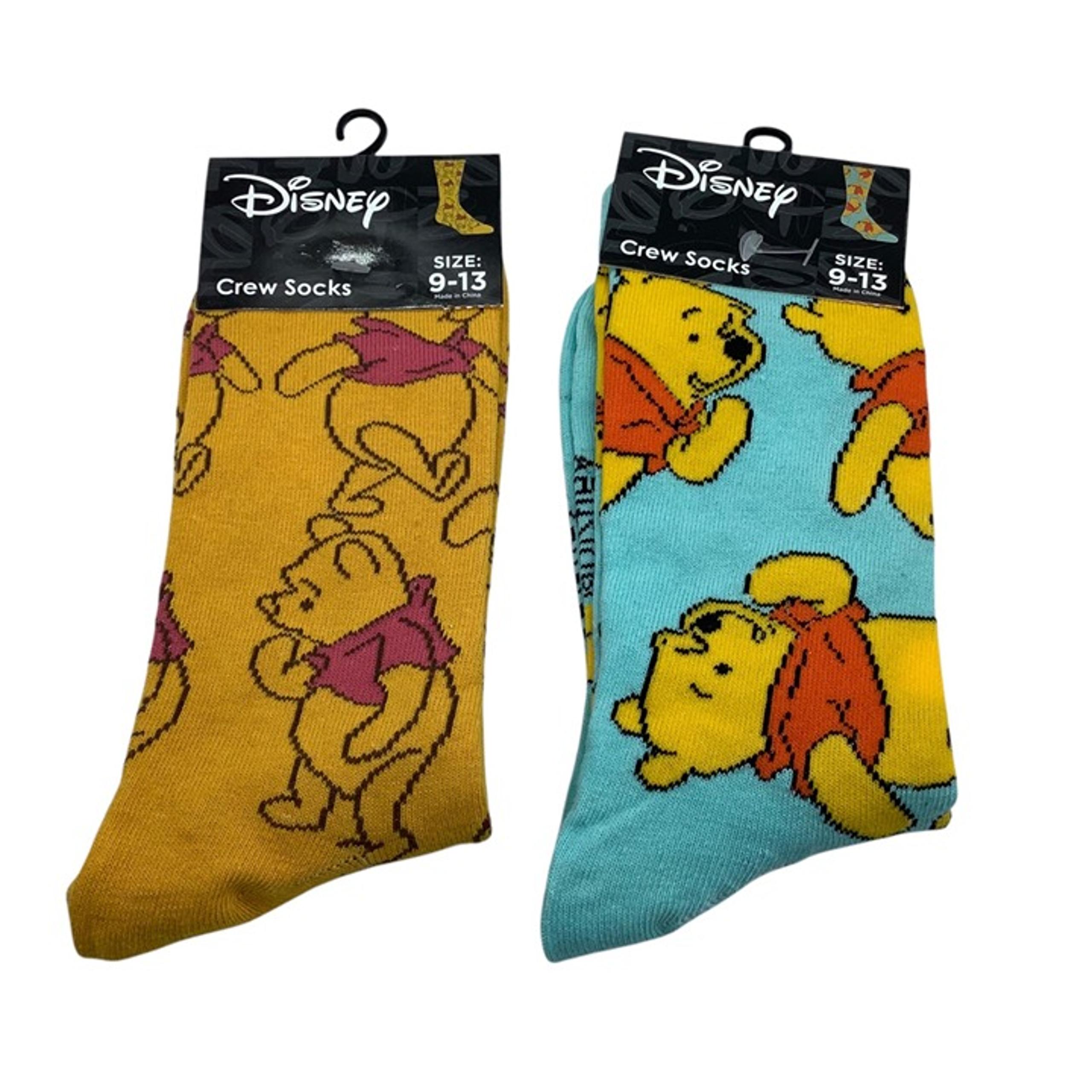 Disney Winnie The Pooh Bear Crew Socks 2 Pairs Size 9-13 NEW