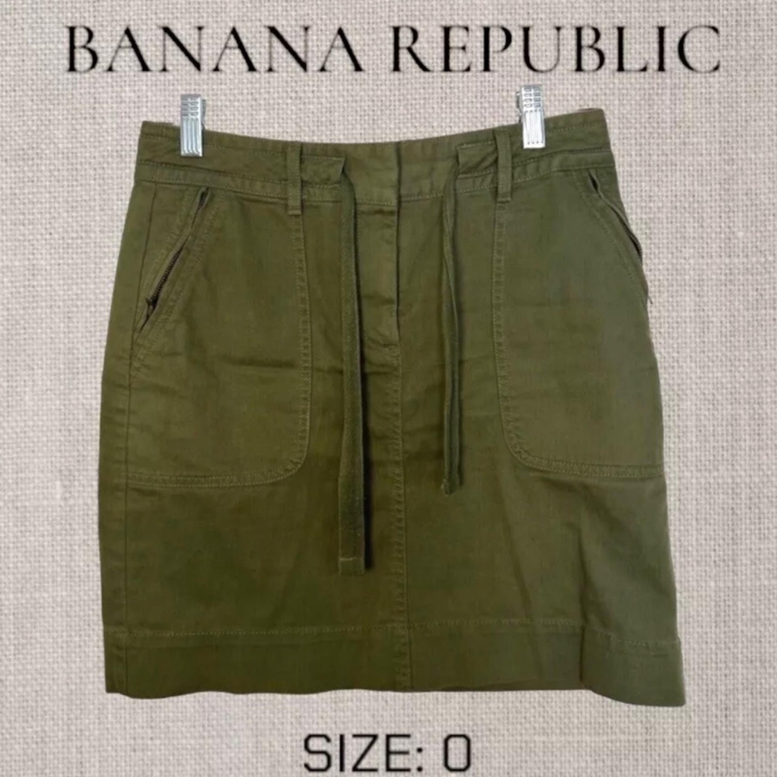 Banana Republic [0] Green Safari Drawstring Utility Skirt EUC
