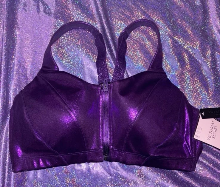 Victoria’s Secret metallic purple knockout front closure sports bra