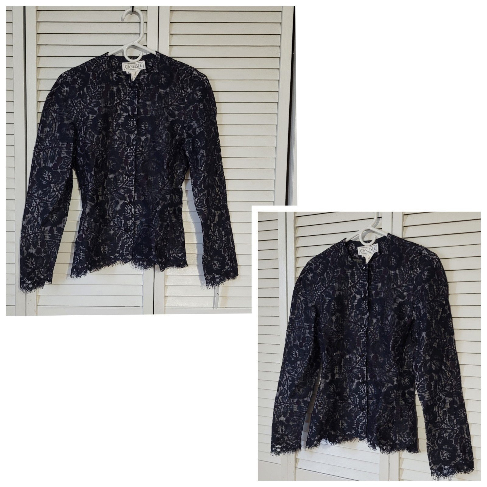 CARLISLE Vintage Lace & Silk Floral Dress Jacket, Size 6