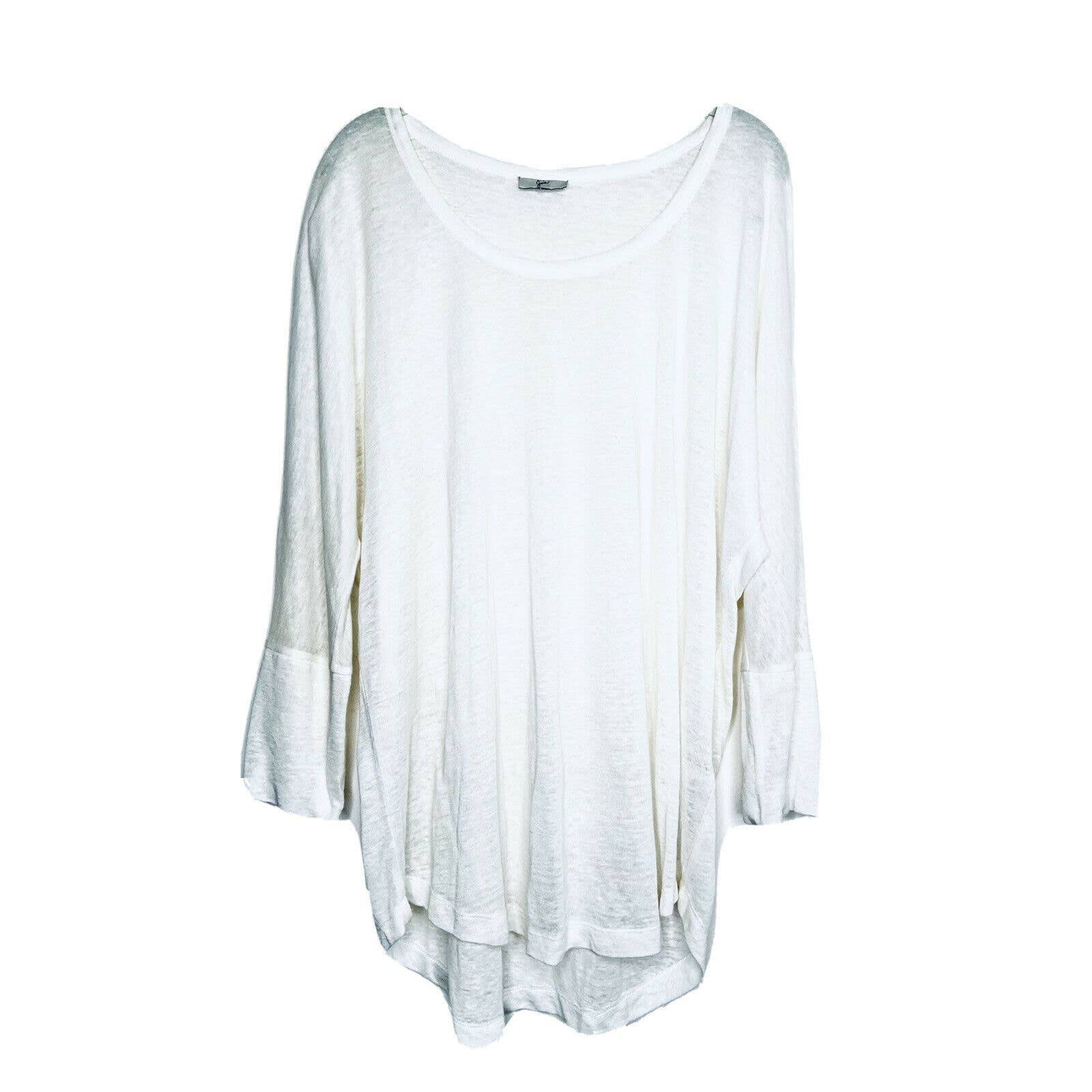 JOIE Linen Pullover Tunic Top Ivory Sz L