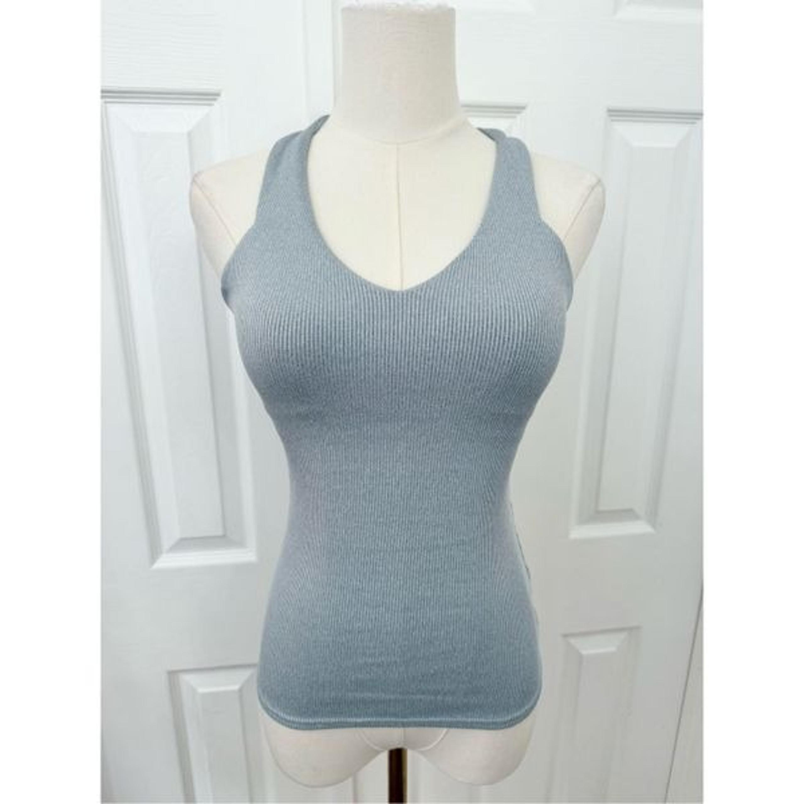 Alo Yoga Dove Gray Elevate Ribbed Crisscross Back V-Neck Tank Top Size XS