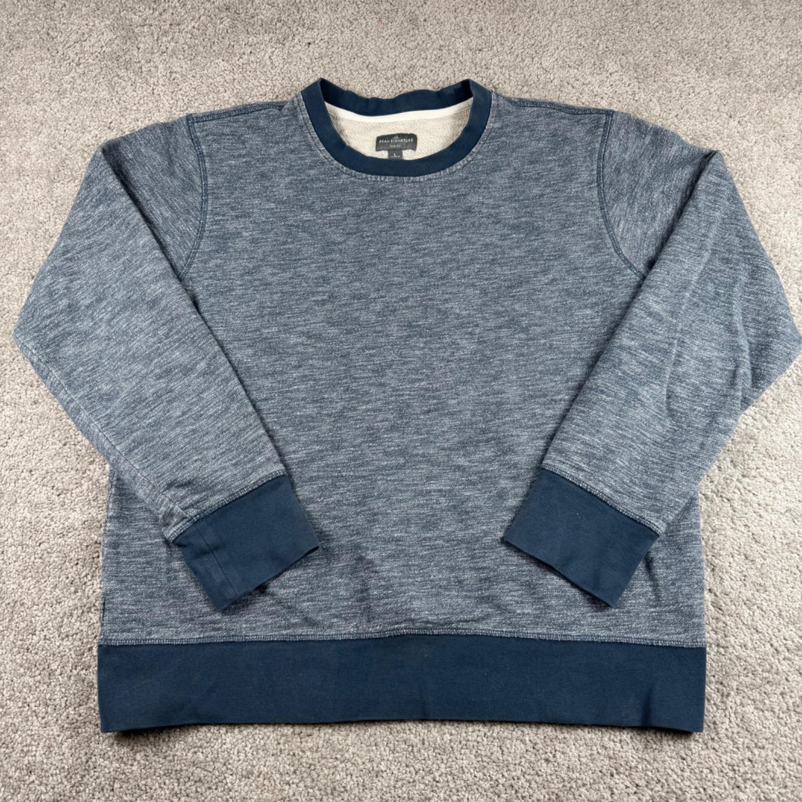 L.L Bean Signature Slim Fit Men's Crew Neck Pullover Sweatshirt Blue Large