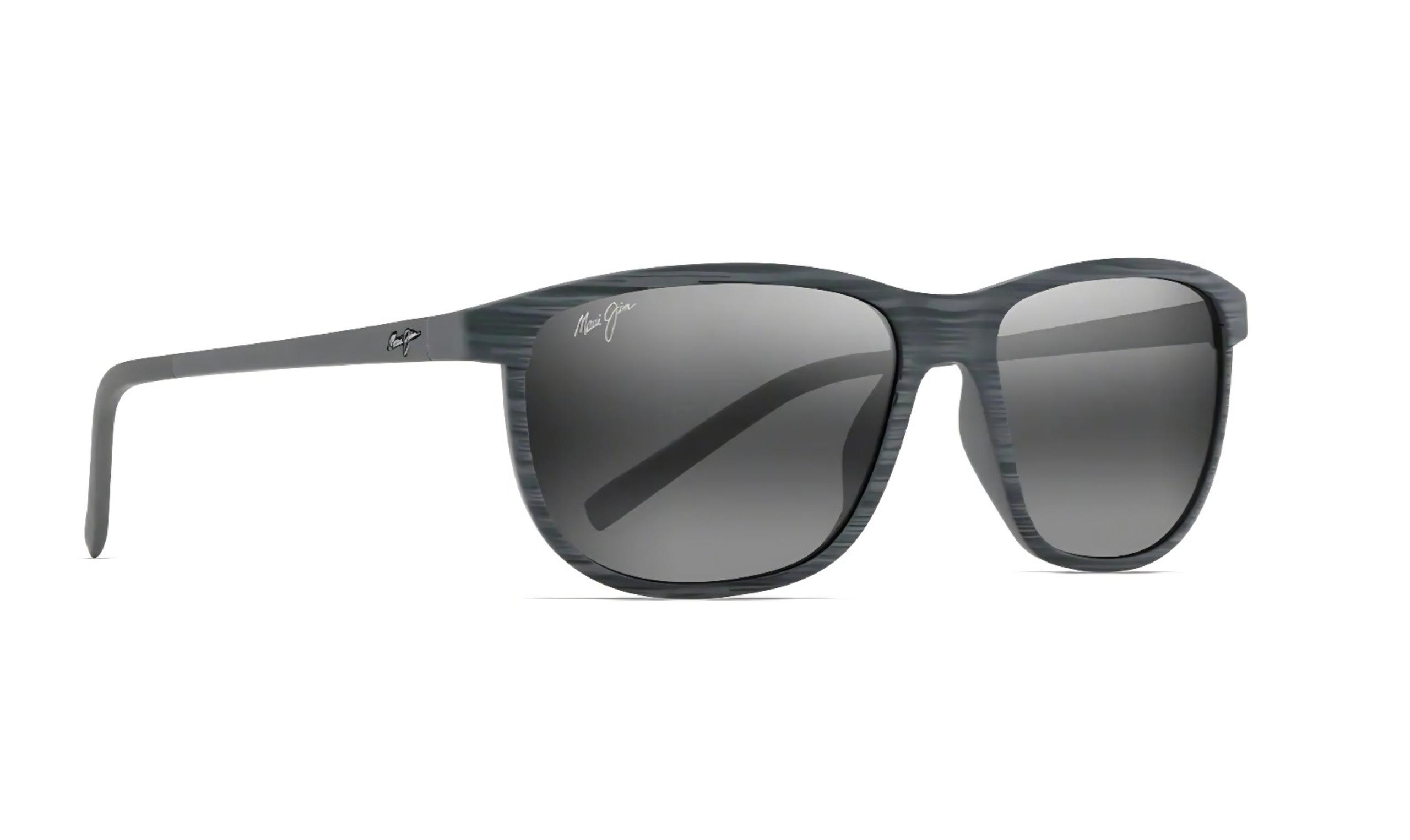 NEW LELE KAWA Grey Stripe POLARIZED Neutral Grey GLASS Sunglasses - Maui Jim